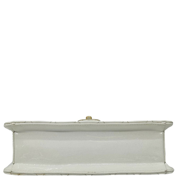 CHANEL Evening Star East West Quilted Patent Leather Shoulder Bag White