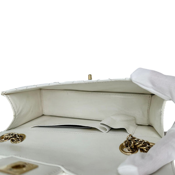 CHANEL Evening Star East West Quilted Patent Leather Shoulder Bag White