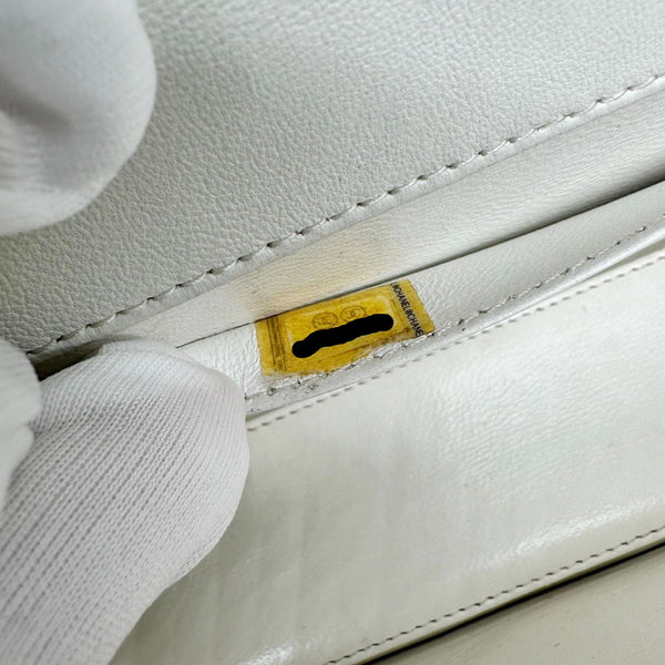 CHANEL Evening Star East West Quilted Patent Leather Shoulder Bag White