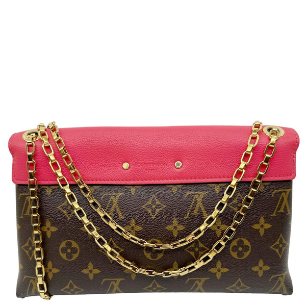 LOUIS VUITTON Pallas Chain Monogram Canvas Crossbody Bag Brown