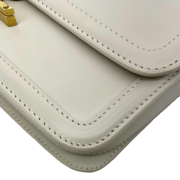 YVES SAINT LAURENT Solferino Small Calfskin Leather Shoulder Bag Off White