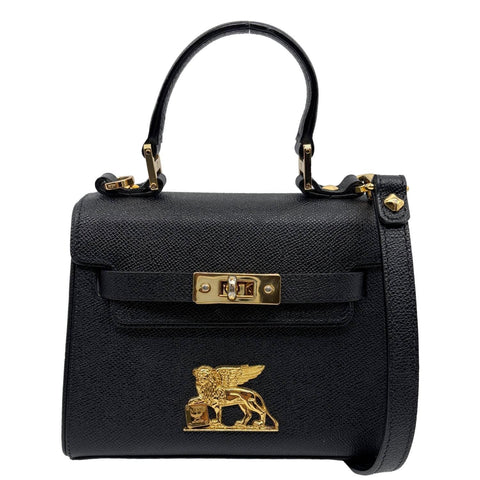MCM RGB Story Mini Grained Leather Satchel Bag Black