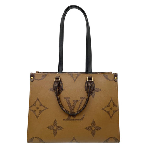 LOUIS VUITTON Onthego MM Giant Monogram Reverse Canvas Tote Bag Brown