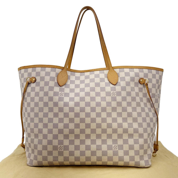 LOUIS VUITTON Neverfull GM Damier Azur Tote Shoulder Bag White