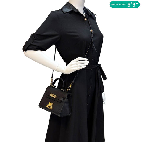 MCM RGB Story Mini Grained Leather Satchel Bag Black