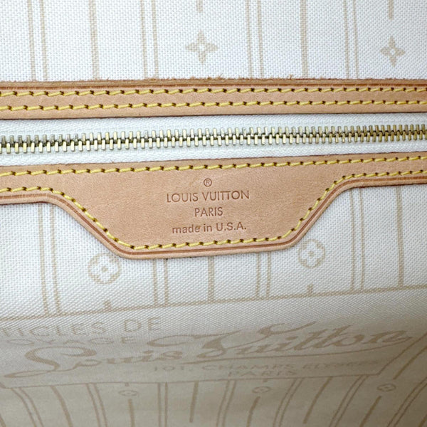 LOUIS VUITTON Neverfull GM Damier Azur Tote Shoulder Bag White