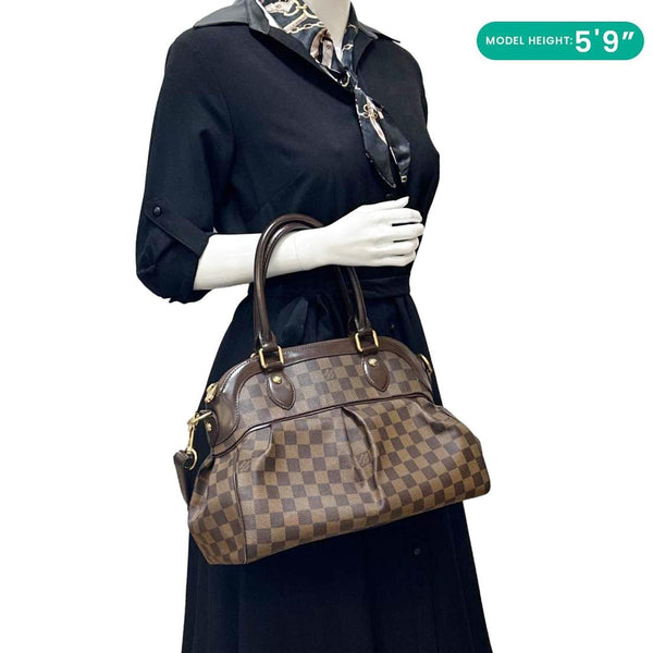 LOUIS VUITTON Trevi PM Damier Ebene Satchel Bag Brown