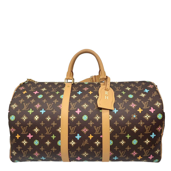 LOUIS VUITTON x Tyler Keepall 50 Bandouliere Craggy Monogram Canvas Travel Bag Brown