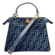 FENDI Peekaboo I SEE U Small Chenille FF Vitello Seta Satchel Bag Blue
