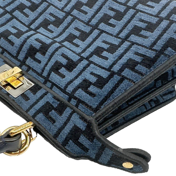 FENDI Peekaboo I SEE U Small Chenille FF Vitello Seta Satchel Bag Blue