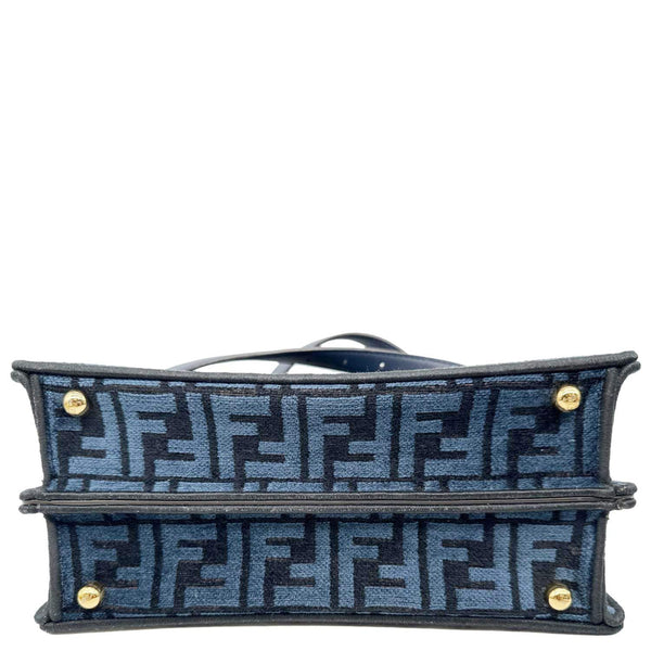 FENDI Peekaboo I SEE U Small Chenille FF Vitello Seta Satchel Bag Blue
