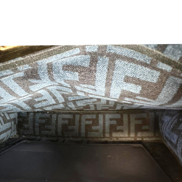 FENDI Peekaboo I SEE U Small Chenille FF Vitello Seta Satchel Bag Blue