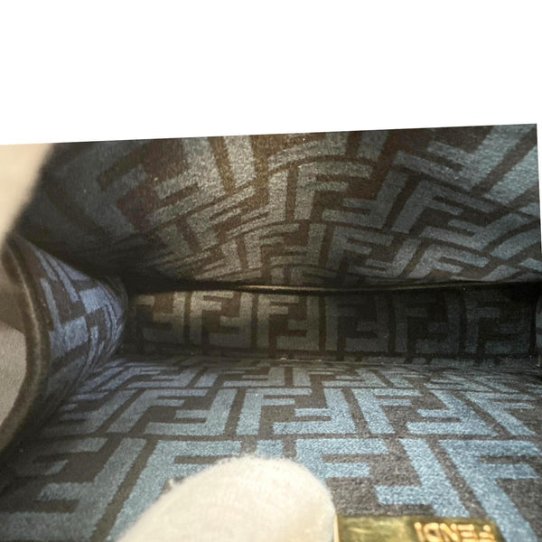 FENDI Peekaboo I SEE U Small Chenille FF Vitello Seta Satchel Bag Blue