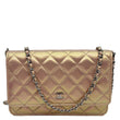 CHANEL Iridescent Quilted Calfskin Leather Wallet On Chain Pink