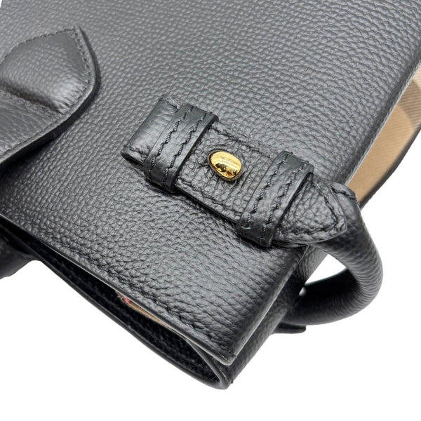BURBERRY Banner Medium Calfskin House Check Crossbody Bag Black
