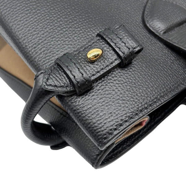 BURBERRY Banner Medium Calfskin House Check Crossbody Bag Black