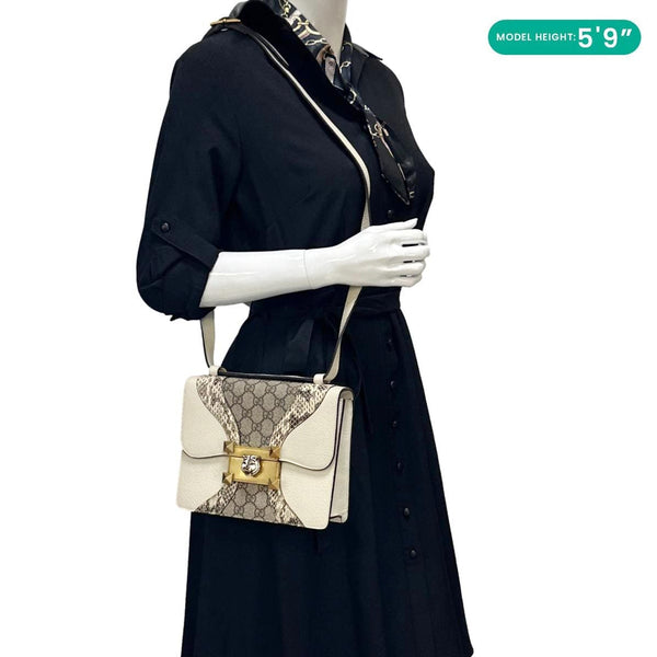 GUCCI Osiride GG Supreme Canvas Shoulder Bag Gold 497995