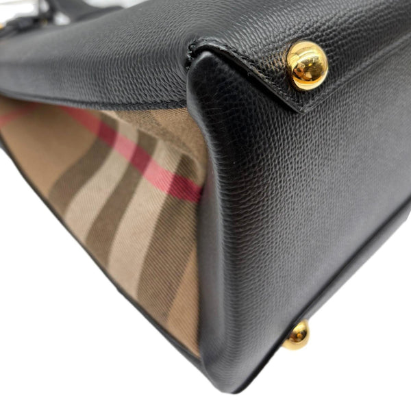 BURBERRY Banner Medium Calfskin House Check Crossbody Bag Black