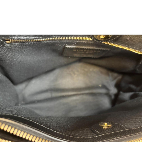 BURBERRY Banner Medium Calfskin House Check Crossbody Bag Black