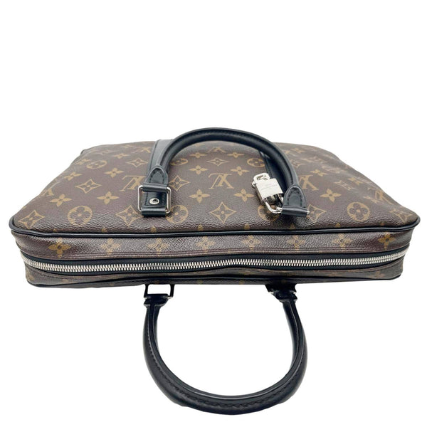 LOUIS VUITTON Porte Documents Voyage Monogram Macassar Canvas Briefcase Bag Brown