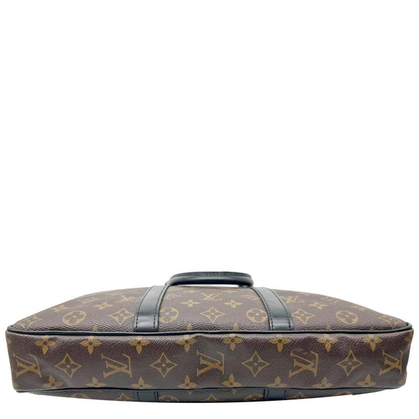 LOUIS VUITTON Porte Documents Voyage Monogram Macassar Canvas Briefcase Bag Brown