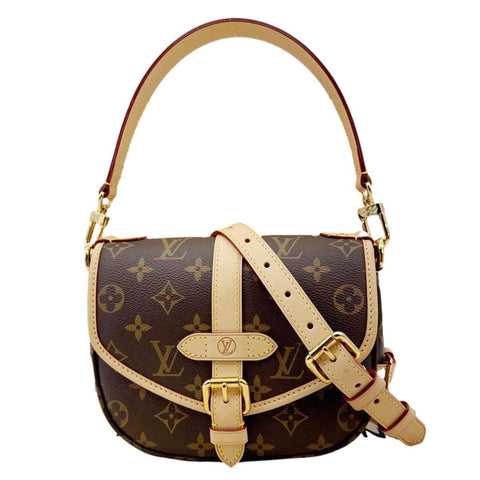 LOUIS VUITTON Saumur BB Monogram Canvas Shoulder Bag Brown
