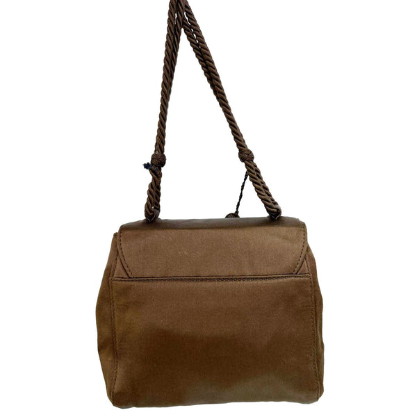 PRADA Raso Tassel Satin Crossbody Bag Brown