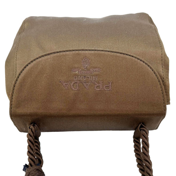 PRADA Raso Tassel Satin Crossbody Bag Brown