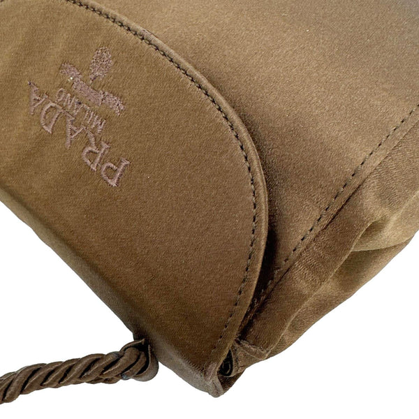 PRADA Raso Tassel Satin Crossbody Bag Brown