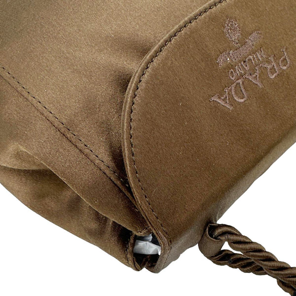 PRADA Raso Tassel Satin Crossbody Bag Brown