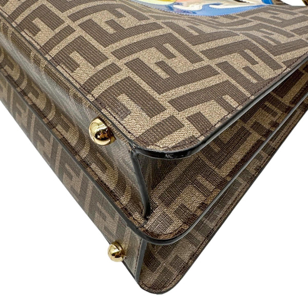 FENDI x Antonio Lopez Peekaboo I See U Medium Zucca Canvas Crossbody Bag Dark Brown