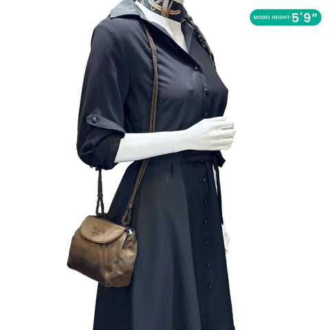 PRADA Raso Tassel Satin Crossbody Bag Brown