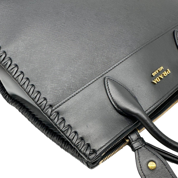 PRADA Paradigme Saffiano City Leather Tote Shoulder Bag Black