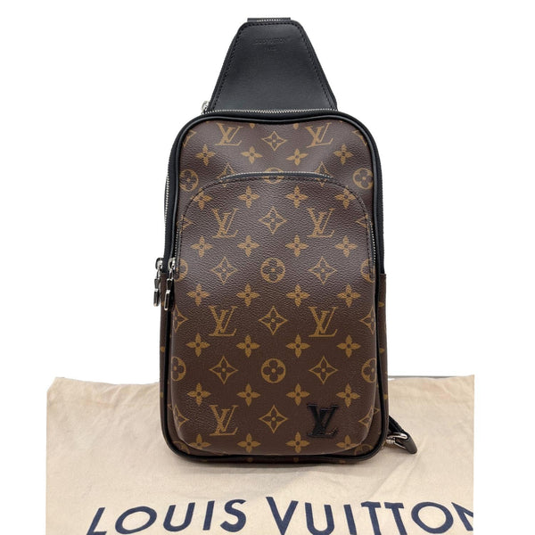 LOUIS VUITTON Avenue Sling NM Monogram Macassar Canvas Crossbody Bag Brown