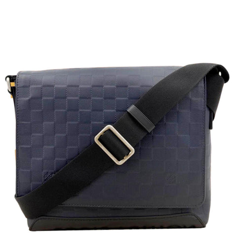 LOUIS VUITTON District Damier Infini Messenger Bag Navy Blue