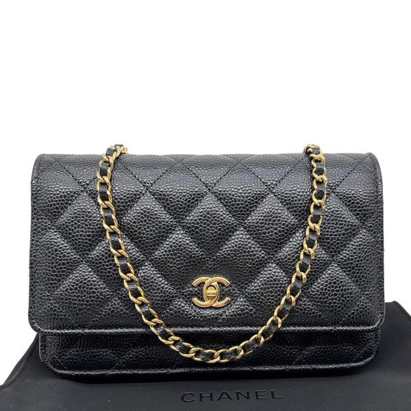 CHANEL WOC Quilted Caviar Leather Crossbody Bag Black