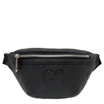 GUCCI Small GG Jumbo  Embossed Leather Belt Bag Black 658582