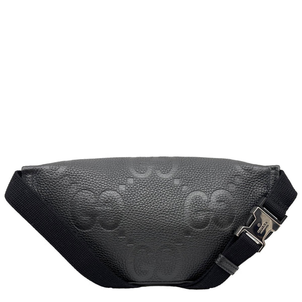 GUCCI Small GG Jumbo  Embossed Leather Belt Bag Black 658582
