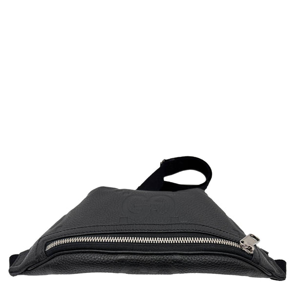GUCCI Small GG Jumbo  Embossed Leather Belt Bag Black 658582