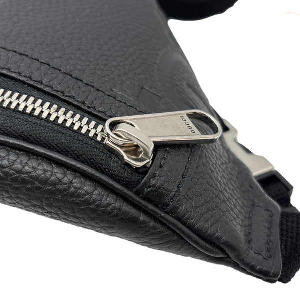 GUCCI Small GG Jumbo  Embossed Leather Belt Bag Black 658582