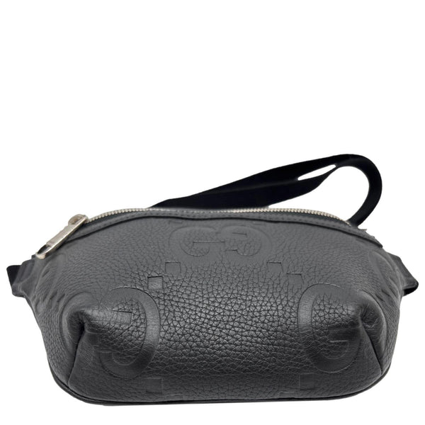 GUCCI Small GG Jumbo  Embossed Leather Belt Bag Black 658582
