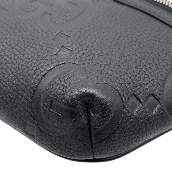 GUCCI Small GG Jumbo  Embossed Leather Belt Bag Black 658582