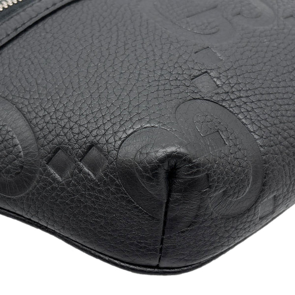 GUCCI Small GG Jumbo  Embossed Leather Belt Bag Black 658582