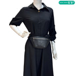 GUCCI Small GG Jumbo  Embossed Leather Belt Bag Black 658582