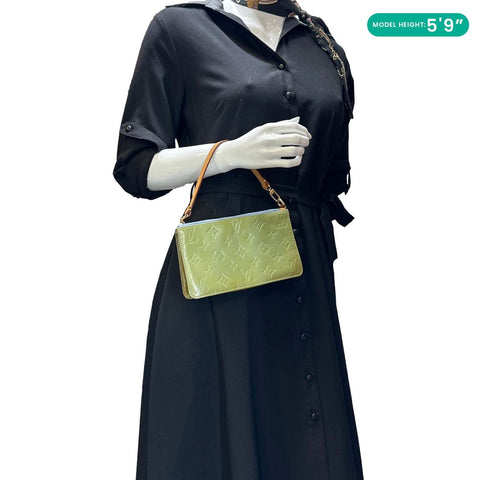 LOUIS VUITTON Lexington Pochette Monogram Vernis Pouch Olive Green