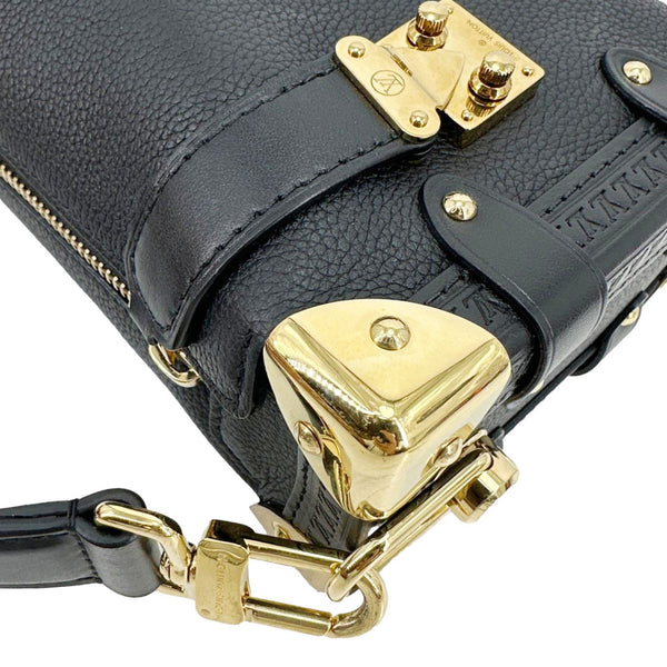 LOUIS VUITTON Side Trunk PM Grained Calf Leather Tote Bag Black