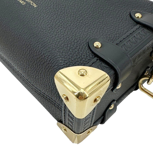 LOUIS VUITTON Side Trunk PM Grained Calf Leather Tote Bag Black