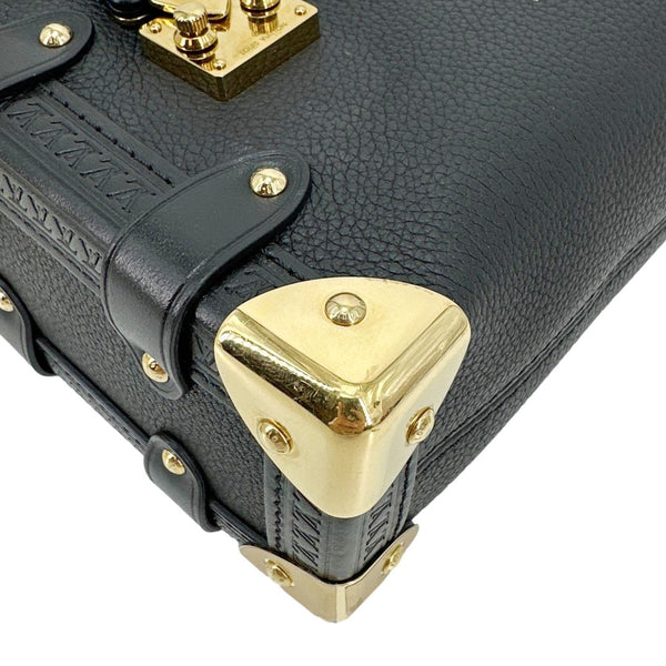 LOUIS VUITTON Side Trunk PM Grained Calf Leather Tote Bag Black