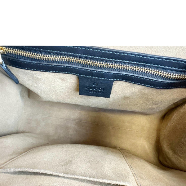 GUCCI Signature Padlock Small GG Supreme Monogram Top Handle Shoulder Bag Beige 453188