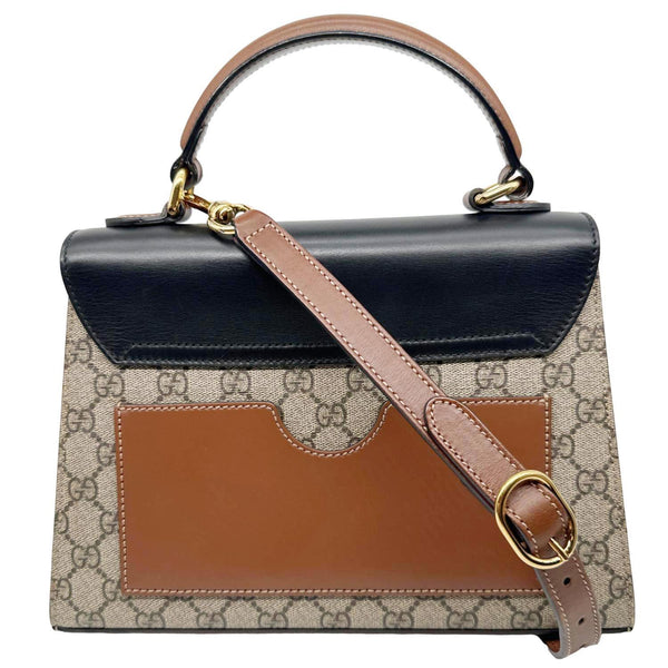 GUCCI Signature Padlock Small GG Supreme Monogram Top Handle Shoulder Bag Beige 453188